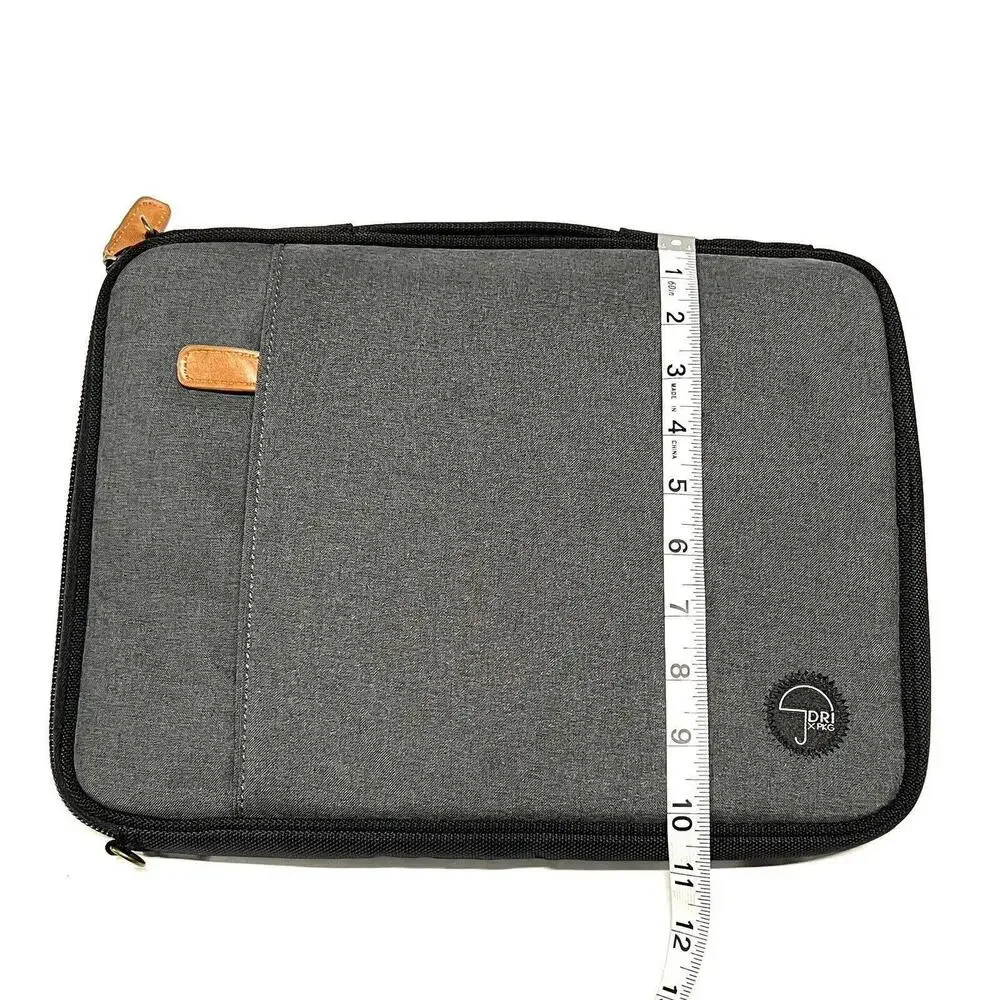 PKG X DRI 13 inch Laptop Sleeve Padded Case Multiple Pockets Zipper Gray 13x9.5